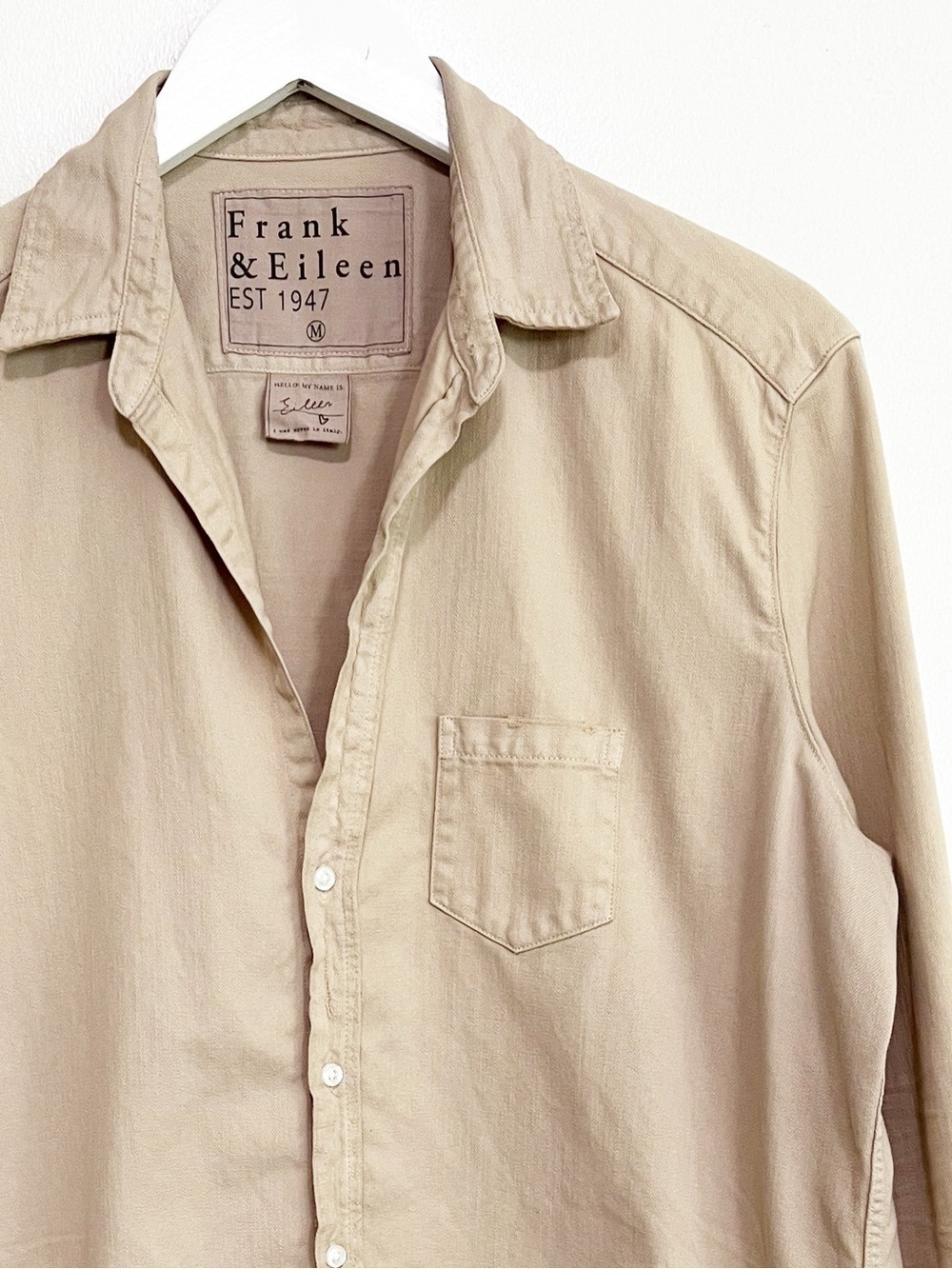 Frank & Eileen Eileen Button-Up Shirt Famous Denim Sand Tan Size: Medium - Picture 4 of 10
